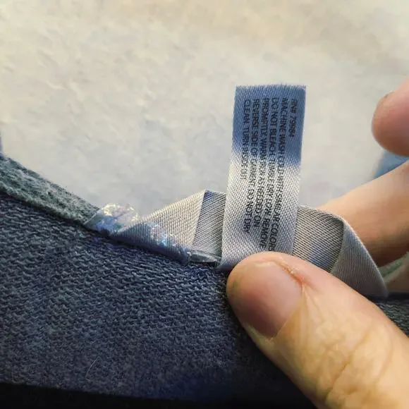 Soma Womens SZ Large Distressed Blue Hoodie Zip Front Raw Hems Relaxed Fit - Picture 6 of 8